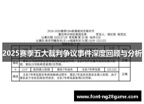 2025赛季五大裁判争议事件深度回顾与分析
